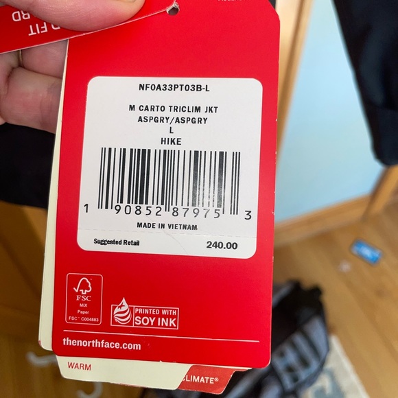 The North Face CARTO TRICLIM coat jacket 2 in 1 dark gray - Picture 7 of 9